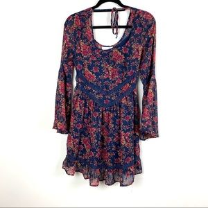 Band of Gypsies Boho blue floral dress